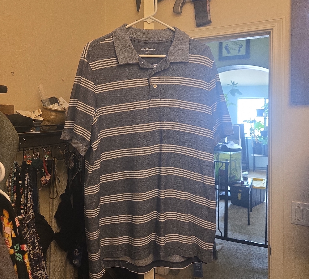 Croft & Barrow Blue and White Striped Polo Shirt